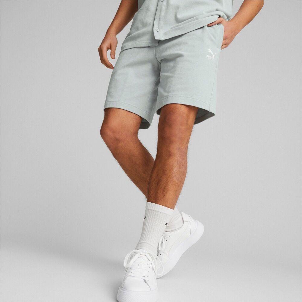 Puma Vintage Rare Classic Pique Sweat Shorts Soft Pockets Gray Medium